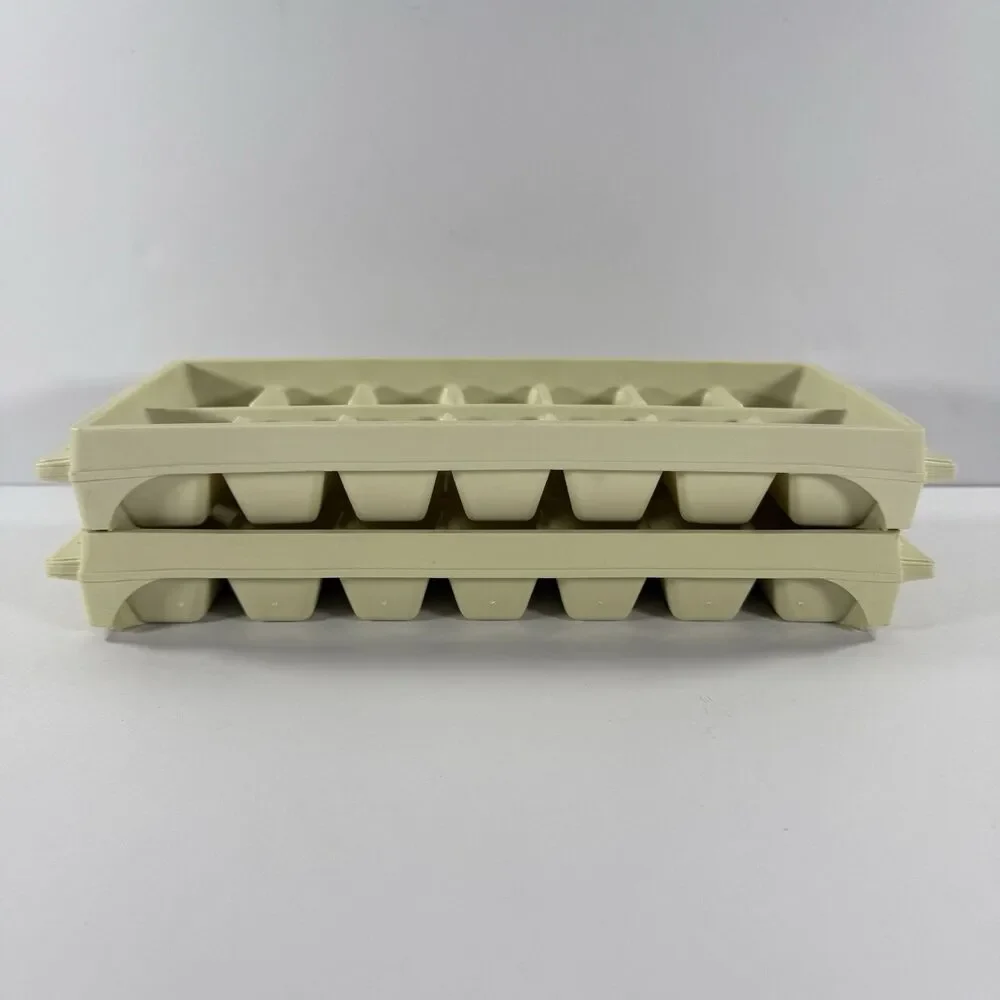 GE Ice Cube Trays BEIGE Set of 2 Stacking Vintage General Electric ~ READ